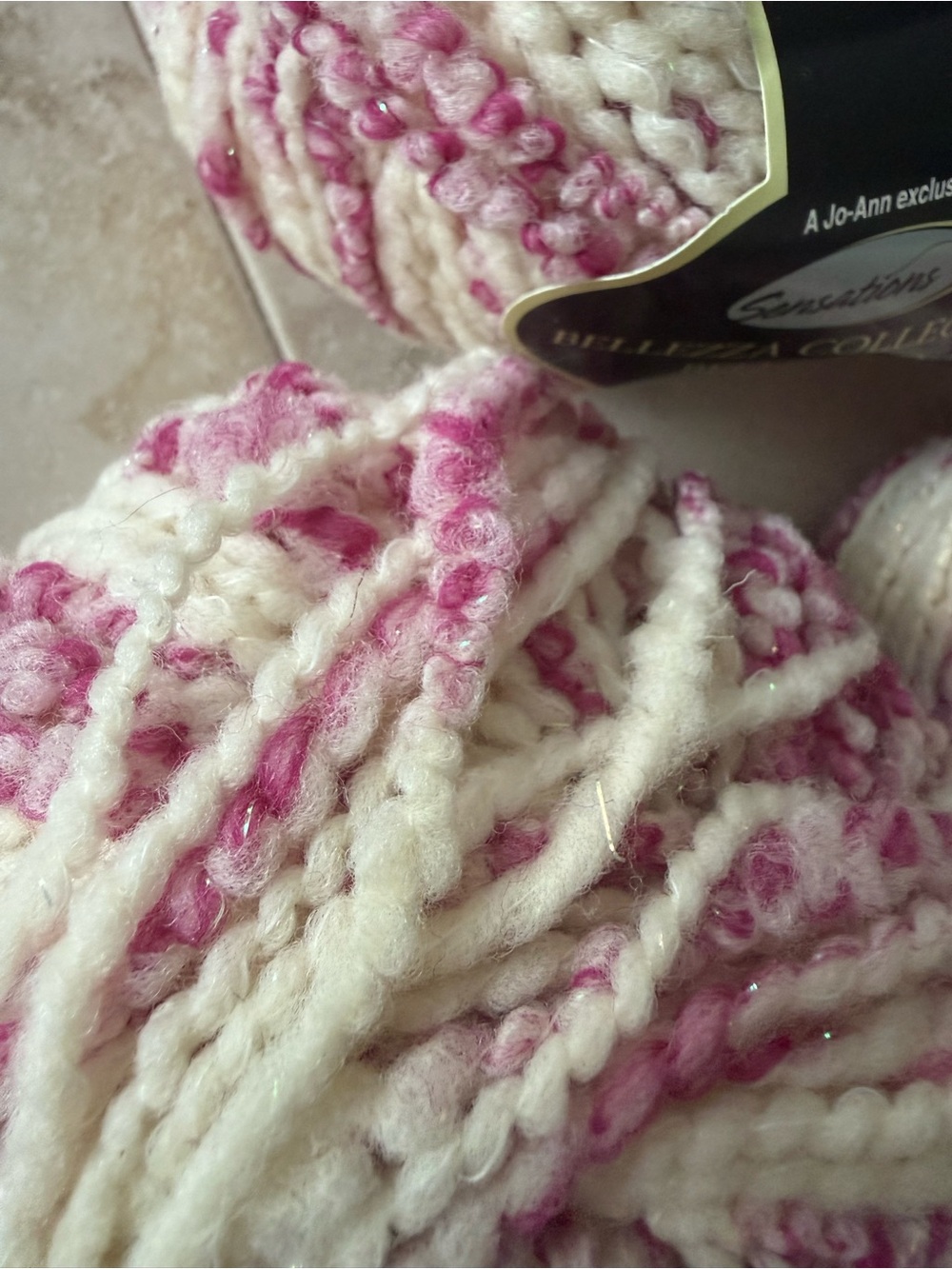 Sensations Bellezza Collection Bellissimo Wool Blend Yarn - Fuchsia & Cream - Picture 10 of 12